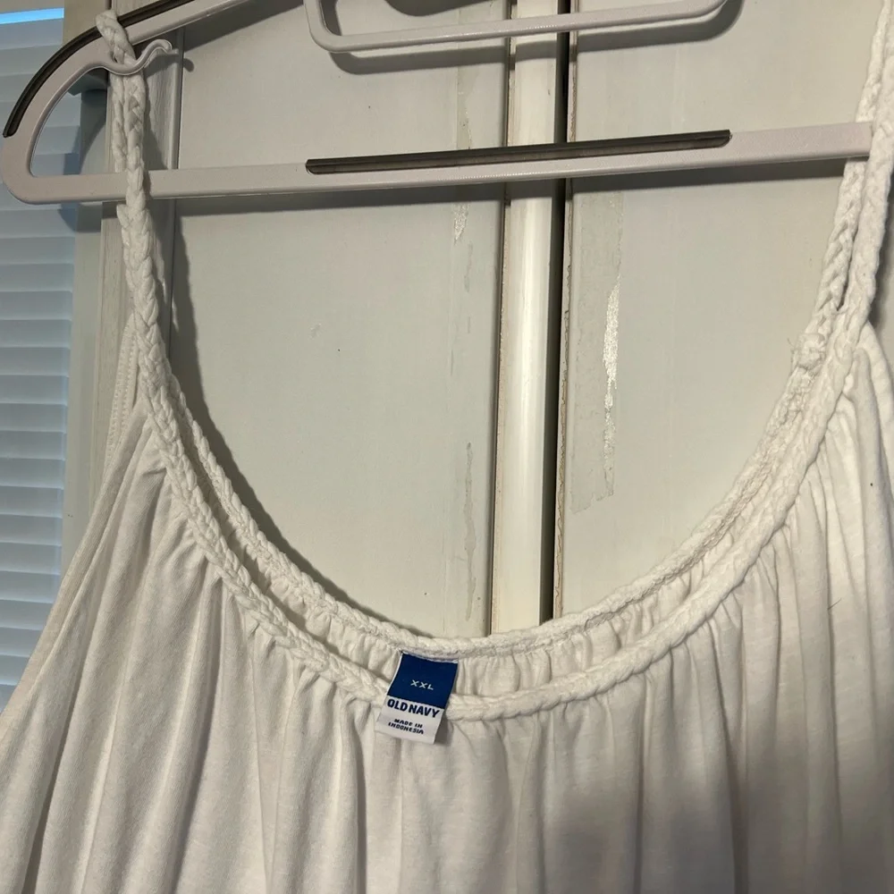 Casual White Dress with Braided Spaghetti Straps. - Picture 2 of 2